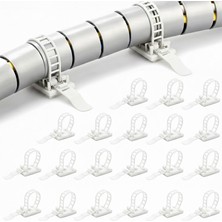 Microcase Kendinden Yapışkanlı Microcase Ayarlanabilir Yapışkanlı Kablo Düzenleyici ve Sabitleyici Klips 20 Adet Beyaz AL5409