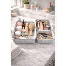 Özgürce Damla Desenli Çok Amaçlı 3'lü Düzenleyici Sepet Seti