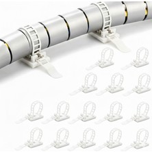 Microcase Kendinden Yapışkanlı Microcase Ayarlanabilir Yapışkanlı Kablo Düzenleyici ve Sabitleyici Klips 15 Adet Beyaz AL5409