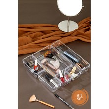 Özgürce 6 Parça Ayarlanabilir Şeffaf Çekmece Düzenleyici Takı ve Makyaj Organizeri