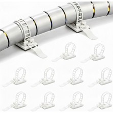 Microcase Kendinden Yapışkanlı Microcase Ayarlanabilir Yapışkanlı Kablo Düzenleyici ve Sabitleyici Klips 10 Adet Beyaz AL5409