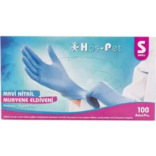 Has-pet Cerrahi Mavi Nitril Eldiven 100'lü Paket S Beden Muayene Eldiveni Unisex Kullanıma Uygun