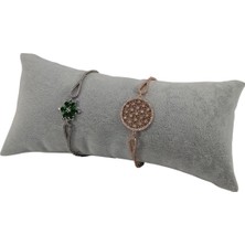 Özgürce Şık Süet Orta Boy Gri Bileklik, Saat ve Kelepçe Yastığı 8X17 cm