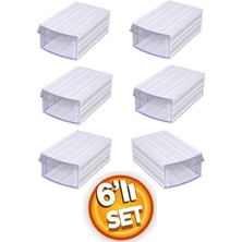 Özgürce Şeffaf Çekmeceli Organizer Kutu 6'lı Mücevher ve Boncuk Saklama Seti