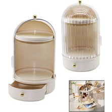 Özgürce Şeffaf 360° Döner Makyaj Organizeri, Çekmeceli Kozmetik Vitrini (21X38CM)