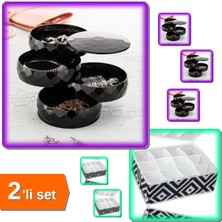 Özgürce Çok Katlı 360° Dönen Takı Organizer Seti, 12 Bölmeli Pratik Düzenleyici