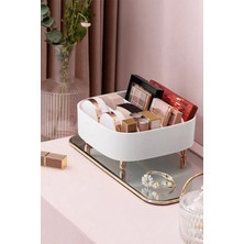 Özgürce 4 Bölmeli Ayaklı Makyaj ve Takı Organizeri, Beyaz, Şık ve Kullanışlı