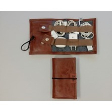 Özgürce Şık Suni Deri ve Keçe Seyahat Günlük Aksesuar ve Kablo Organizeri