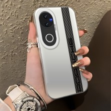 HONTINGA Vivo V50 ile Uyumlu Kılıfı Silikon Kenar Sert Arka Düşüme Önleyici Basitlik Anti Düşme Kamera Korumali Mercedes Desen Telefon Kılıfı Kadın ve Erkek Için Uygundur K1-0607