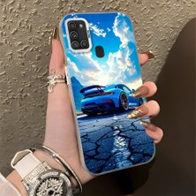 HONTINGA Samsung Galaxy A21S ile Uyumlu Kılıfı Silikon Kenar Sert Arka Düşüme Önleyici Basitlik Anti Düşme Kamera Korumali Spor Araba Desen Telefon Kılıfı Kadın ve Erkek Için Uygundur K1-0615