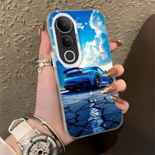 HONTINGA Vivo V50 Lite ile Uyumlu Kılıfı Silikon Kenar Sert Arka Düşüme Önleyici Basitlik Anti Düşme Kamera Korumali Spor Araba Desen Telefon Kılıfı Kadın ve Erkek Için Uygundur K1-0615