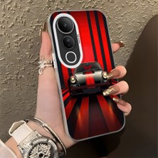 HONTINGA Vivo V50 Lite ile Uyumlu Kılıfı Silikon Kenar Sert Arka Düşüme Önleyici Basitlik Anti Düşme Kamera Korumali Spor Araba Desen Telefon Kılıfı Kadın ve Erkek Için Uygundur K1-0612