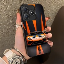HONTINGA Realme C63 ile Uyumlu Kılıfı Silikon Kenar Sert Arka Düşüme Önleyici Basitlik Anti Düşme Kamera Korumali Lamborghini Desen Telefon Kılıfı Kadın ve Erkek Için Uygundur K1-0613