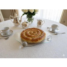 Özgürce Elmas Bulut Top Ayaklı Dekoratif Cam Tepsi, Şık Sunumluk