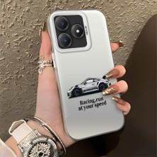 HONTINGA Realme C61 ile Uyumlu Kılıfı Silikon Kenar Sert Arka Düşüme Önleyici Basitlik Anti Düşme Kamera Korumali Mercedes Desen Telefon Kılıfı Kadın ve Erkek Için Uygundur K1-0716