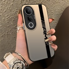 HONTINGA Vivo V50 Lite ile Uyumlu Kılıfı Silikon Kenar Sert Arka Düşüme Önleyici Basitlik Anti Düşme Kamera Korumali Amg Desen Telefon Kılıfı Kadın ve Erkek Için Uygundur K1-0609