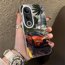 HONTINGA Vivo V50 Lite ile Uyumlu Kılıfı Silikon Kenar Sert Arka Düşüme Önleyici Basitlik Anti Düşme Kamera Korumali Spor Araba Desen Telefon Kılıfı Kadın ve Erkek Için Uygundur K1-0614