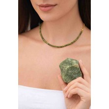 Cunda Doğal Taş Design Yeşim Doğal Taş Kolye Şans Taşı