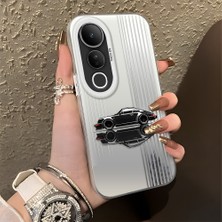 HONTINGA Vivo V50 Lite ile Uyumlu Kılıfı Silikon Kenar Sert Arka Düşüme Önleyici Basitlik Anti Düşme Kamera Korumali Spor Araba Desen Telefon Kılıfı Kadın ve Erkek Için Uygundur K1-0611