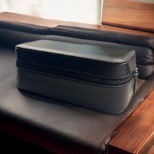 Özgürce El Yapımı 3'lü Saat ve Takı Kutusu, Metal Fermuarlı, Siyah, Seyahat Dostu