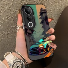 HONTINGA Vivo V50 Lite ile Uyumlu Kılıfı Silikon Kenar Sert Arka Düşüme Önleyici Basitlik Anti Düşme Kamera Korumali Spor Araba Desen Telefon Kılıfı Kadın ve Erkek Için Uygundur K1-0615