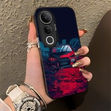 HONTINGA Vivo V50 Lite ile Uyumlu Kılıfı Silikon Kenar Sert Arka Düşüme Önleyici Basitlik Anti Düşme Kamera Korumali Spor Araba Desen Telefon Kılıfı Kadın ve Erkek Için Uygundur K1-0614