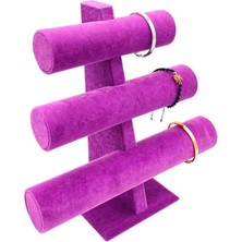 Özgürce 3 Kademeli Mor Süet Takı ve Bileklik Saklama Standı