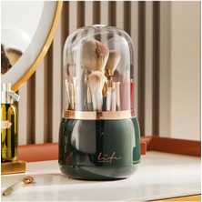 Özgürce Dönen Çok Bölmeli Makyaj Fırçası ve Kozmetik Organizer Kutusu