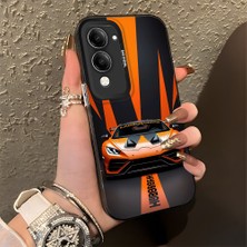 HONTINGA Vivo Y04 ile Uyumlu Kılıfı Silikon Kenar Sert Arka Düşüme Önleyici Basitlik Anti Düşme Kamera Korumali Lamborghini Desen Telefon Kılıfı Kadın ve Erkek Için Uygundur K1-0613