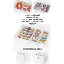 Özgürce 3'lü Bölmeli Makyaj ve Takı Organizer, Banyo Mutfak Düzenleyici Set