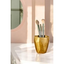 Özgürce Şık Altın Renkli Makyaj Fırça ve Organizer Seti