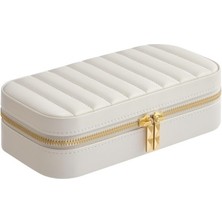 Özgürce Lüx Deri Kaplama Beyaz Mücevher Kutusu, Fermuarlı Takı Organizer