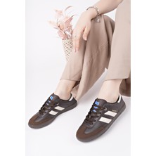 Homiro Bağcıklı Unisex Spor Sneaker Ayakkabı-Kahve-Bej