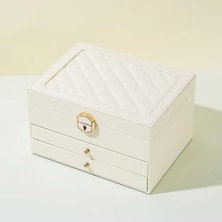 Özgürce Kadife Iç Yüzeyli Anahtarlı Suni Deri Takı ve Mücevher Kutusu