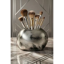 Özgürce Şık Gümüş Eskitme Renk Makyaj Organizeri ve Fırça Kutusu