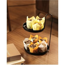 Özgürce Iki Katlı Siyah Metal Organizer, Aksesuar ve Makyaj Düzenleyici