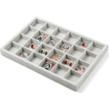 Özgürce Çok Bölmeli Gri Süet Takı Saklama Kutusu Çok Amaçlı Organizer