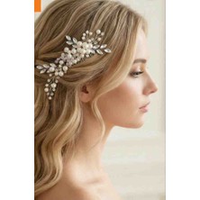 Yeşil Atölye Incili Taşlı Gelin Saç ve Türban Aksesuarı ( Düğün Nişan Kına Söz Lohusa)