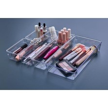 Özgürce Şeffaf 6'lı Makyaj Organizeri, Fırça, Ruj, Oje ve Aksesuar Düzenleyici