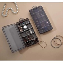 Özgürce Füme Renkli Ayraçlı Takı Organizer ve Düzenleyici Kutusu