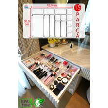 Özgürce 15 Parça Şeffaf Çekmece Içi Düzenleyici Makyaj ve Takı Organizeri