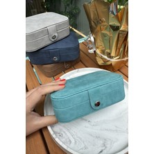 Özgürce Turkuaz Nubuk Takı Kutusu ve Organizer, Şık ve Fonksiyonel Tasarım