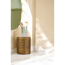 Özgürce Şık Altın Eskitme Makyaj Organizeri ve Fırça Düzenleyici Seti