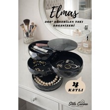 Özgürce 4 Katlı Dönebilen Silindir Takı Organizeri Siyah