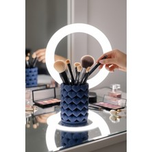 Özgürce Kalp Desenli Makyaj Organizeri, Masa Üstü Kalemlik ve Fırça Standı