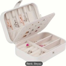 Özgürce Beyaz Büyük Boy Deri Takı Kutusu ve Organizer Seti