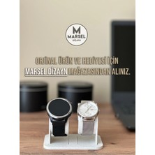 Özgürce Mermer Beyaz Saat Standı Çift Set, Organizer, 5-6 cm Çap