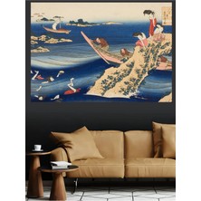 Mushen Studio Japon Ukiyo-E Denizde Balıkçı Kadınlar Kanvas Tablo Büyük Boy Hokusai Tarzı Duvar Posteri Zen Dekor
