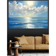 Mushen Studio Gün Batımı Deniz Manzarası Bulutlu Gökyüzü Kanvas Tablo Yağlı Boya Efektli