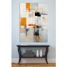 Mushen Studio Turuncu-Siyah Soyut Geometrik Tablo - Modern Minimalist Soyut Duvar Sanatı